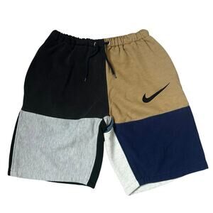Nike Custom Patchwork ColorBlock Fleece Sweat Shorts Large Streetwear